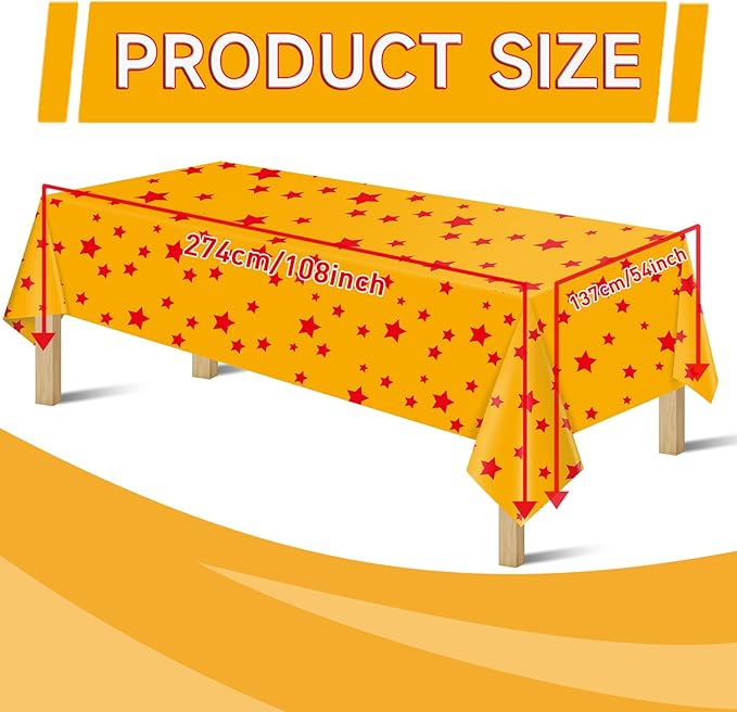 Anime Plastic Tablecloths for Rectangle Tables, Plastic Table Cover Disposable Red Stars Table Cloth for Party Decor Supplies Birthday Themed Party Decoration(54 x108) (16)