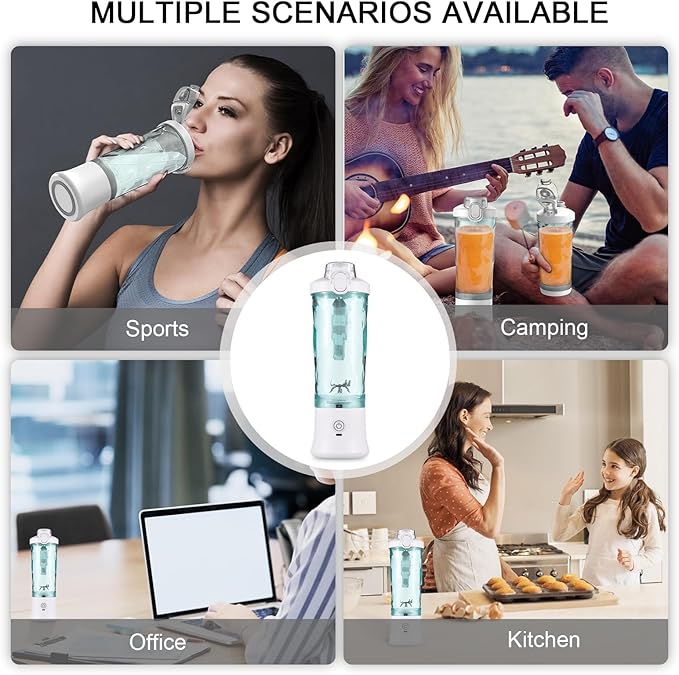 Portable Blender for Smoothies Shakes Juice, 20 Oz for Gym Home Office Travel, Personal Small Mini Glass Mixer, with 6 Blades 150W USB Rechargeable Electric Handheld Blender Cup Watter Bottle