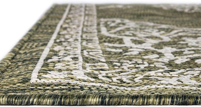 Unique Loom Outdoor Traditional Collection Area Rug - Antique (10' x 14' 1" Rectangle Green/Ivory)