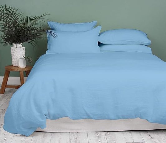 King Duvet Cover 1000 Thread Count 100% Egyptian Cotton Sateen Weave Luxury Sky Blue Quilt Cover 3 PC Bedding Set - Comforter Cover & 2 Pillow Shams with Zipper Closure