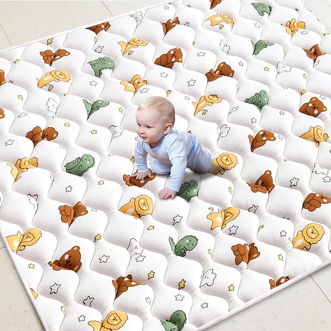 Lilyvibebearhappy Premium Foam Baby Play Mat 79" X 71", Extra Large Soft Thicker Activity Playmats for Babies, Toddlers, Infants, Play & Tummy Time, Foldable & Machine Washable Baby Crawling Mat