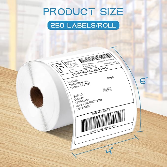 MFLABEL 80 Rolls 4x6 Direct Thermal Blank Shipping Labels for Thermal Printer Shipping Labels with Perforated