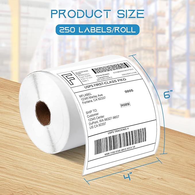 MFLABEL® 4x6 Direct Thermal Shipping Labels - 40 Rolls of 250 Labels, Compatible with Zebra ZP450 ZP500 ZP505 ZP2844, Thermal Printer Labels for USPS, UPS, FedEx, Amazon, Ebay, Shopify