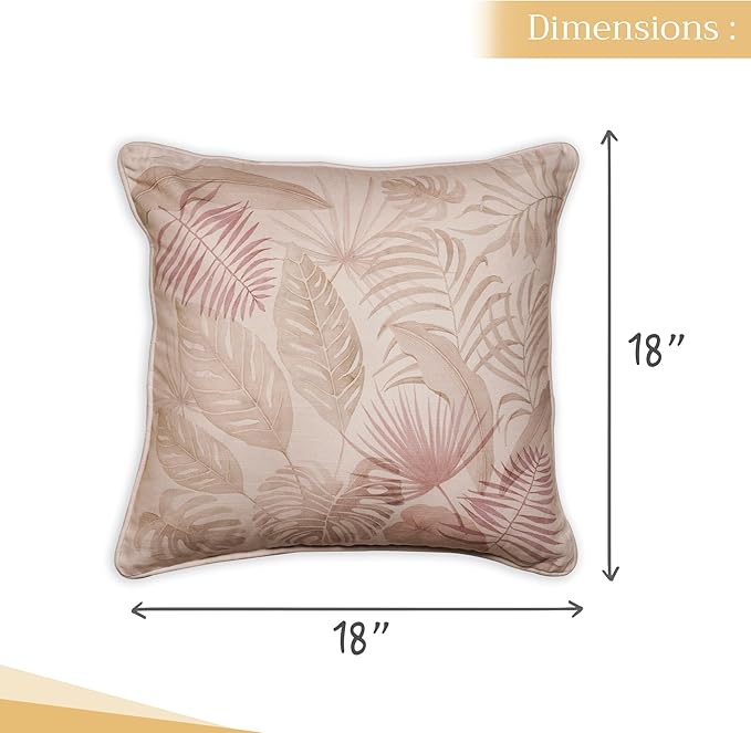 Maison d' Hermine Decorative Pillow Covers 18 x 18 Inch Square 100% Cotton Throw Pillow Covers with Invisible Zipper Cushion Case for Living Room Couch, Chair, Sofas, Bedroom, Home (Creole - Beige)