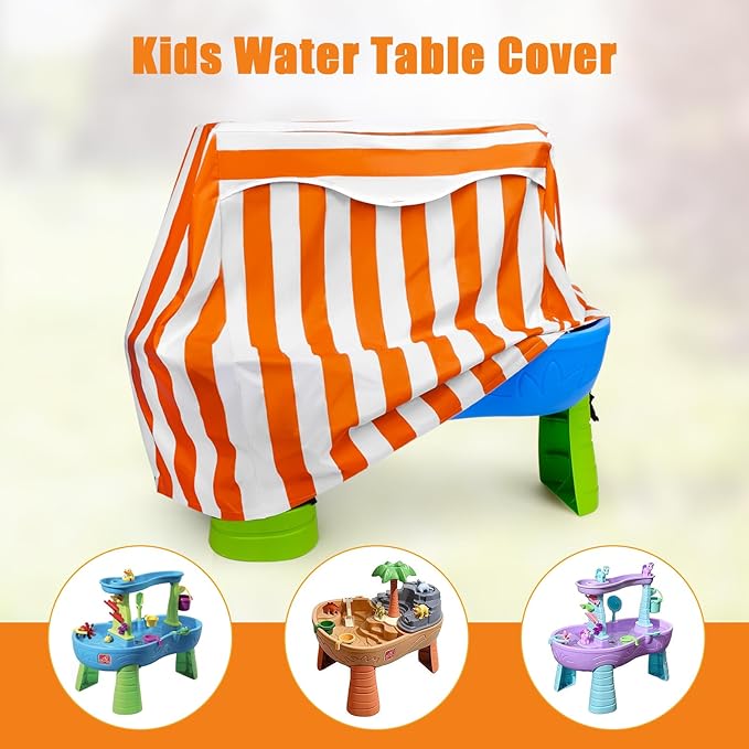 Kids Water Table Cover for Step 2 Rain Showers Splash Pond Water Table, Outdoor Waterproof Anti-UV Kids Water Play Table Cover (Orange)