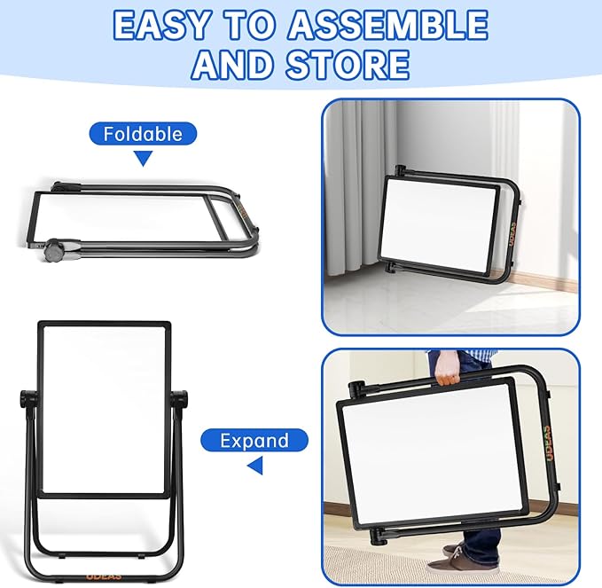 Easel for Kids, Adjustable Standing Toddler Easel Magnetic Whiteboard & Chalkboard with 27inch-44inch Height, Double Sided 360°Rotating Kids Art Easel for Toddlers for Boys and Girls 3+