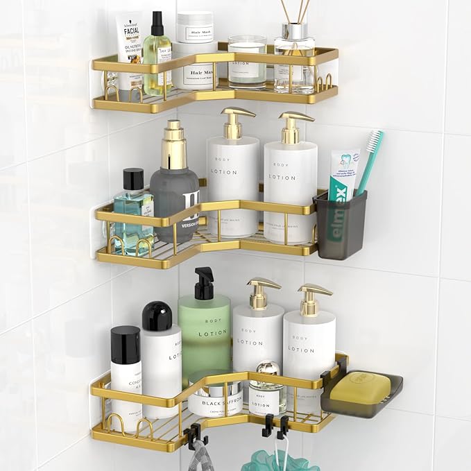 Corner Shower Caddy Bathroom Organizer Adhesive Shower Rack Bathtub Shelves - 3Pack No Drilling Shower Shelf - Stainless Steel Organizer