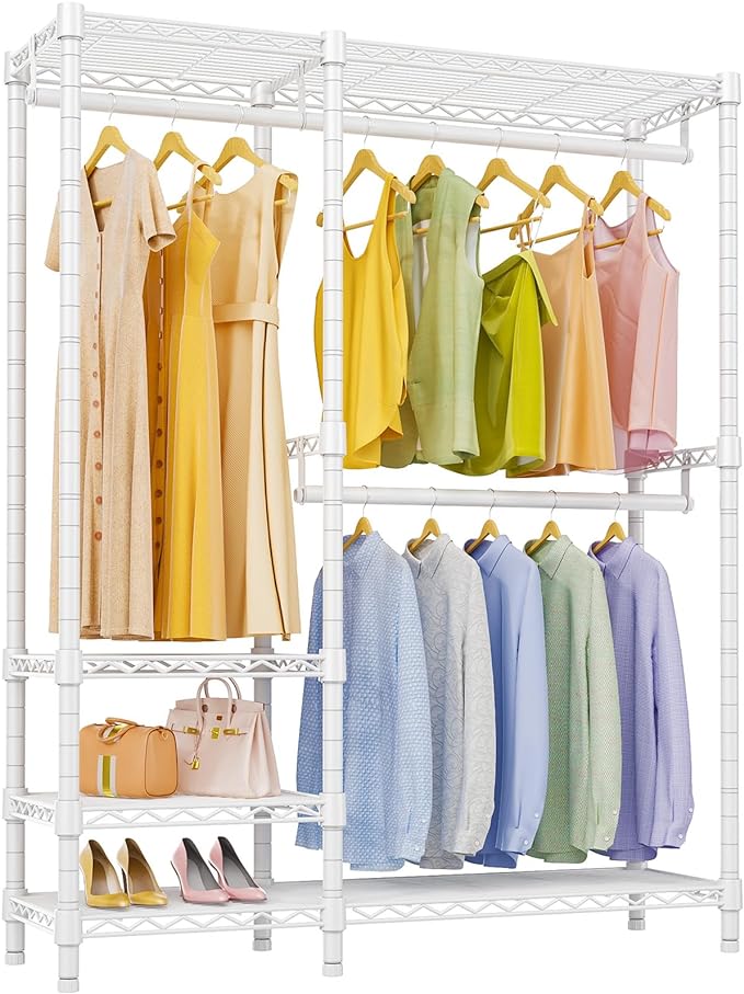 VIPEK V2i Garment Rack for Hanging Clothes, Portable Closet System with 4 Adjustable Shelves & 2 Hanging Rods, Heavy Duty Metal Clothes Rack, Freestanding Wardrobe Closet Rack, Max Load 700lbs