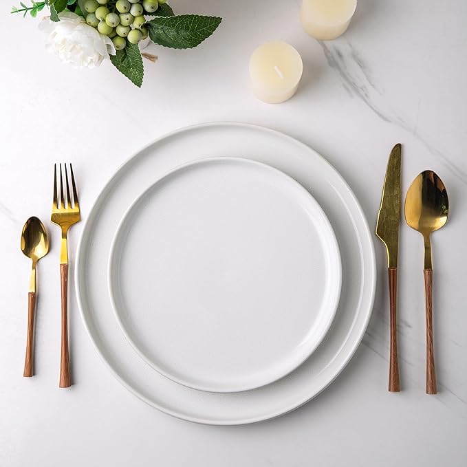 AmorArc Stoneware Dinnerware Sets,Round Reactive Glaze Ceramic Plates and Bowls Sets,Highly Chip and Crack Resistant | Microwave & Dishwasher Safe,Service for 8 Dishes Set (24pc)