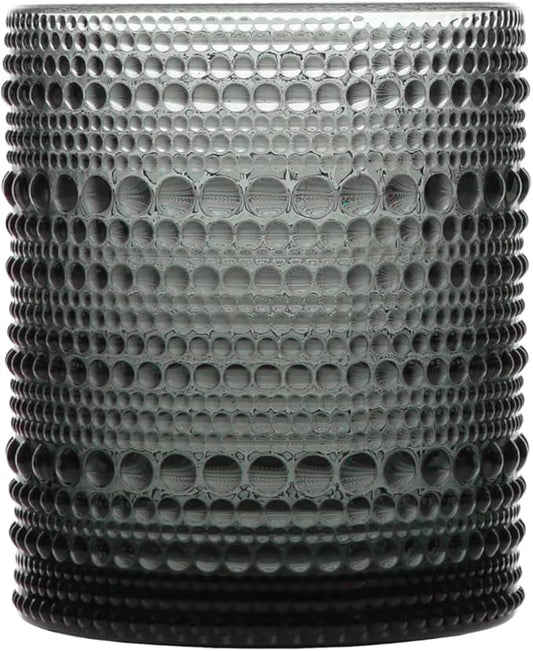Fortessa Jupiter Beaded Hobnail Glass, 10 Ounce Double Old Fashioned (Set of 6), Storm