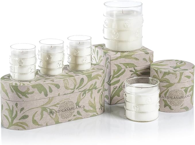 Zodax Grand Casablanca Glass Jar Scented Candle for Home Decor - Single-Wick Candle Ideal for Kitchen and Bathroom - Makes a Great Gift for Women and Men - Magnolia Petals - 12 Oz.