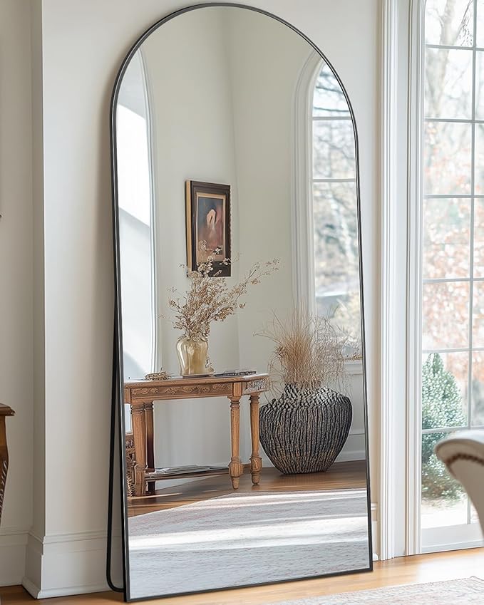 Antok Full Length Mirror, 71"x28" Arched Floor Mirror, Full Body Mirrors with Stand, Wall Mounted Mirrors for Bedroom Living Room, Black