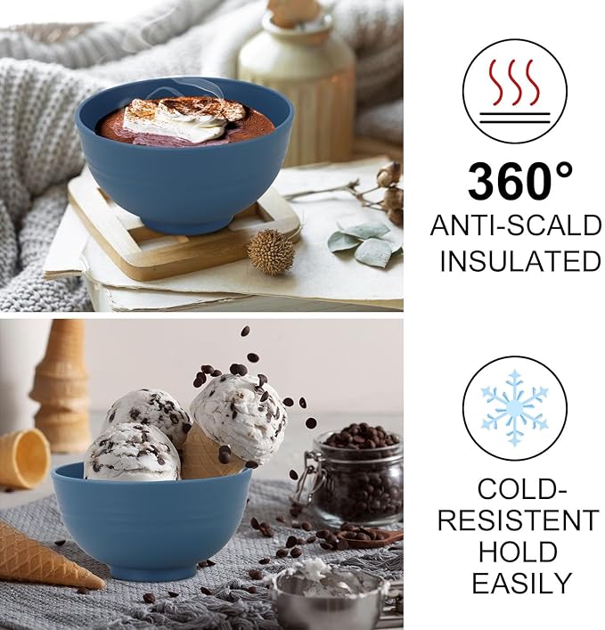 wheat straw small bowls 10oz set of 8 - Unbreakable Dessert Bowls set for kids - Mini Bowls for Ice Cream,Snack and Fruits - Microwave & Dishwasher Safe Appetizer Bowls