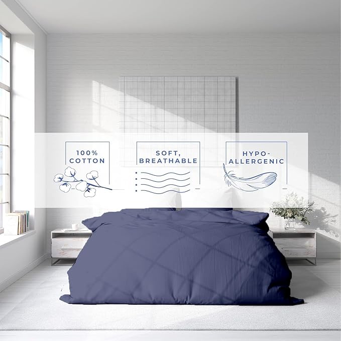 Kotton Culture 120"x98" 3 Pc Oversized King Duvet Cover Set 100% Egyptian Cotton - 600 TC Comforter Cover, Zipper Closure & Corner Ties - Fits Large King Inserts (Oversized King,Mediterranean Blue)