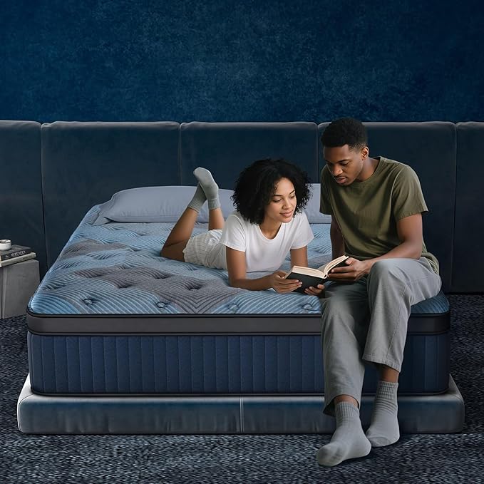 12 Inch Queen Size Mattress in a Box, Medium Firm Hybrid with Lumbar Foam and Zoned Pocket Springs for Pressure Relief and Edge Support