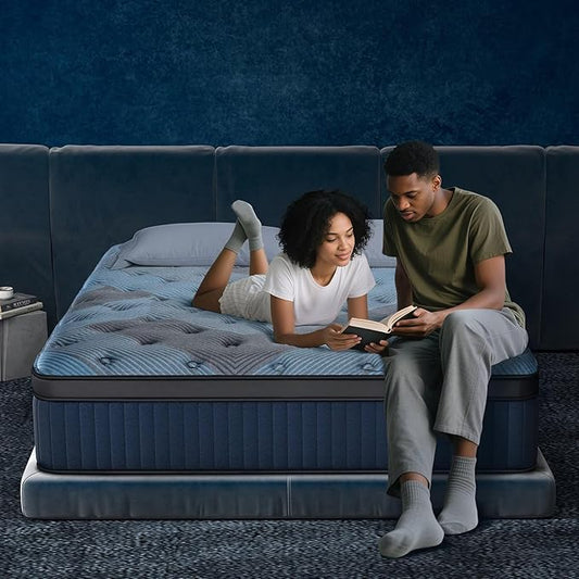 12 Inch Queen Size Mattress in a Box, Medium Firm Hybrid with Lumbar Foam and Zoned Pocket Springs for Pressure Relief and Edge Support