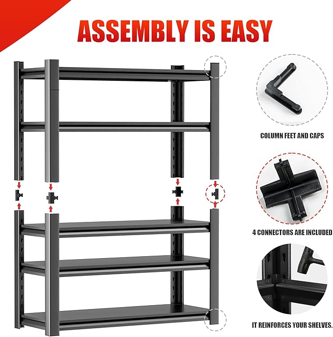 Storage Shelves Garage Shelving Heavy Duty - 72''H Garage Shelves Adjustable 5 Tier Metal Shelving Unit Storage Rack Shelving Industrial Utility Shelf 16" D x36 W x72 H（2 Pieces）