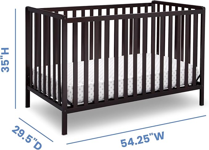 Delta Children Heartland 4-in-1 Convertible Crib - Greenguard Gold Certified, Dark Chocolate