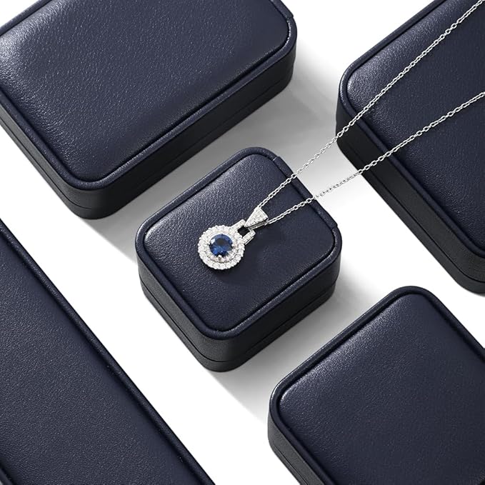 Necklace Gift Box, Leather Small Jewelry Box,Premium Jewelry Box For Necklaces,Luxury Necklace Case (Blue)