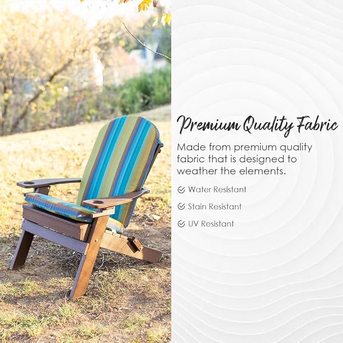 RSH DECOR: Tufted Adirondack Chair Cushion | 42.5” x 21” | All-Weather Spun Fabric | Water and Fade-Resistant | Outdoor Cushion for Patio Furniture | Daelyn Navy