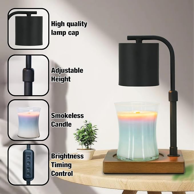 Candle Warmer Lamp Timer - Electric Adjustable Candle Lamp Warmer, Birthday Gifts for Women, Mothers Day Gifts for Mom, House Warming Gifts New Home, Candle Warmer for Jar Candles with 2 Bulb