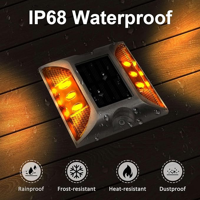 Aolyty Solar Dock Lights - IP68 Waterproof Deck Warning Step Lights for Sidewalk Stair Garden Pathway Walkway (2 Pack, White)
