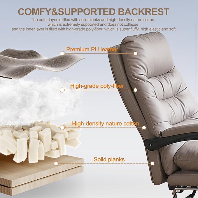 Office Chair with Retractable Footrest, Heavy-Duty Ergonomic Chair, Adjustable Height High Back Computer Gaming Chairs