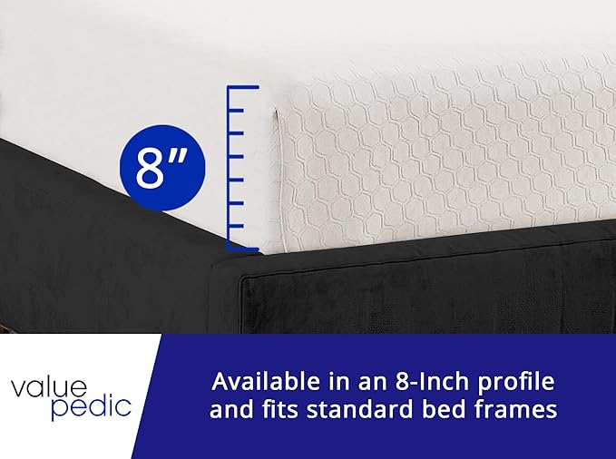 Queen Size 8-Inch Gel Memory Foam Mattress, Comfortable with Pressure Relieving Ergonomic Support, Breathable Soft Fabric Cover, Fiberglass Free, Mattress in a Box