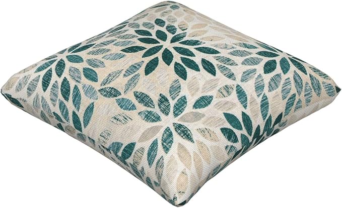 Dark Teal Dahlia Pillow Covers 18x18 Inch Set of 2 Summer Geometric Rust Flower Outdoor Decorative Throw Pillows Farmhouse Turquoise Pillow Case Linen Square Cushion Cover for Home Sofa Bedroom