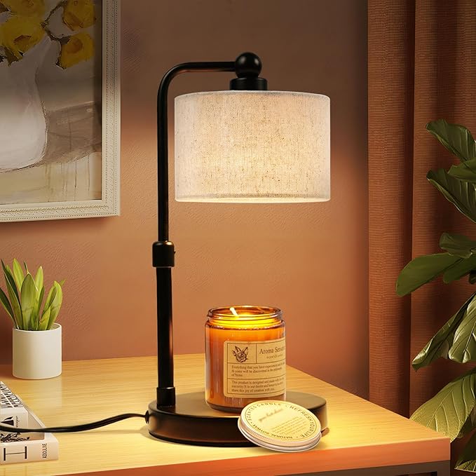 Candle Warmer Lamp with Timer, Dimmable Candle Wax Warmer, Height Adjustable Electric Candle Lamp Warmer with 2 Bulbs, Birthday Gifts for Women Her, Mom Gifts Idea, Vintage Home Decor for Bedroom