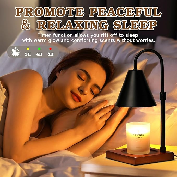 Modern Candle Warmer Lamp 2 Pack, Dimmable Candle Lamp Warmer with Timer, Christmas Gifts for Women Who Have Everything,Gifts for Mom,Adjustable Men's Candle Lamp, Cozy Living Room Bedroom Decor,Black