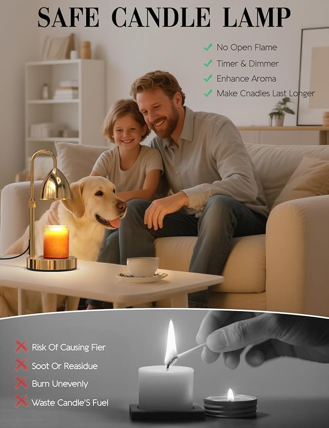 Candle Warmer Lamp with Timer Dimmable, Lamp Candle Warmer Birthday Gifts for Women, Adjustable Wax Melter Warmer for Jar Candles, House Warming Gift Home Decor