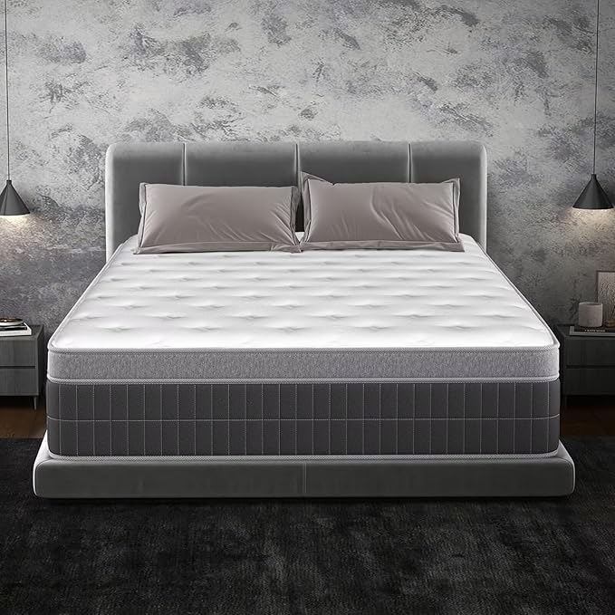 inight King Mattress 14 Inch, Individual Wrapped Pocket Springs Zoned Hybrid Mattress with Gel Memory Foam, Ergonomic Pressure Relief, Enhanced Edge Support, Breathable Comfort Night, 365-Night Trial