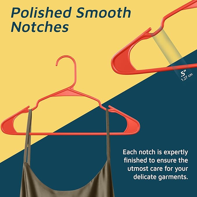 Plastic Clothes Hangers – Heavy Duty Hanger Set, for Organizing Clothes, Dresses, and Coat, Holds Up to 5 lbs, Space-Saving Hangers with Non-Slip Shoulder Grooves, Pack of 100, Brown