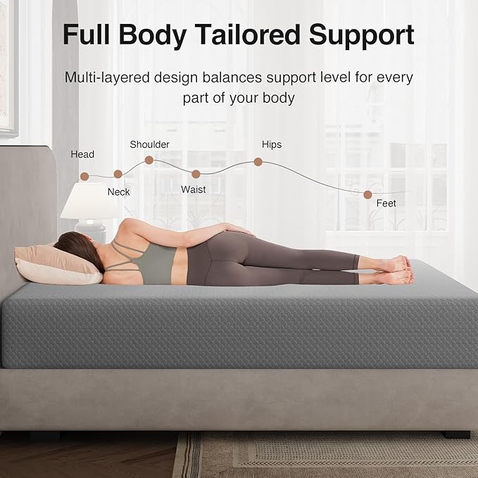 Novilla King Mattress, 10 Inch Gel Memory Foam Mattress King Size with Thermally Balanced Foam Core, Foam Mattresses for Cool Night Sleep & Pressure Relief, Enhanced Support & Breathability