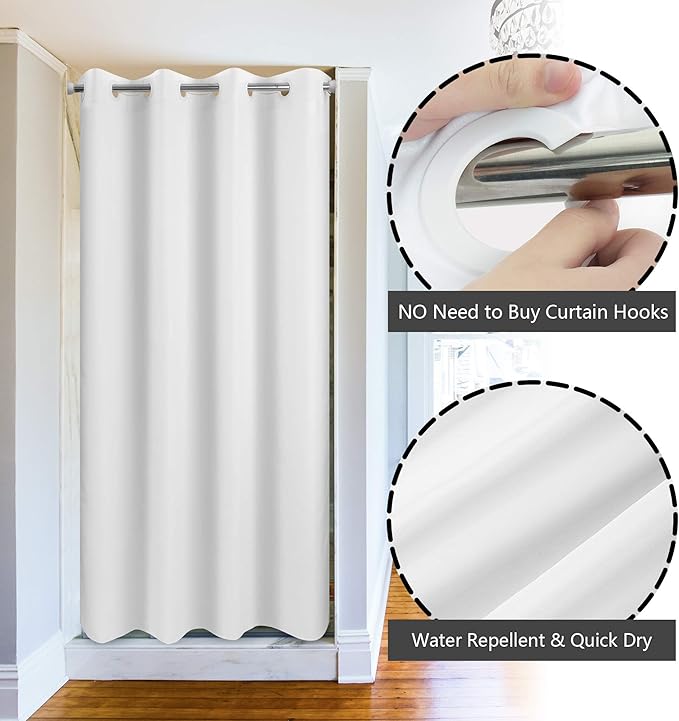River Dream No Hook Microfiber Shower Curtain 54" Wide - Soft Stall Size Hotel Style Fabric Shower Curtain for Bathroom, Waterproof & Machine Washable, White, 54x74
