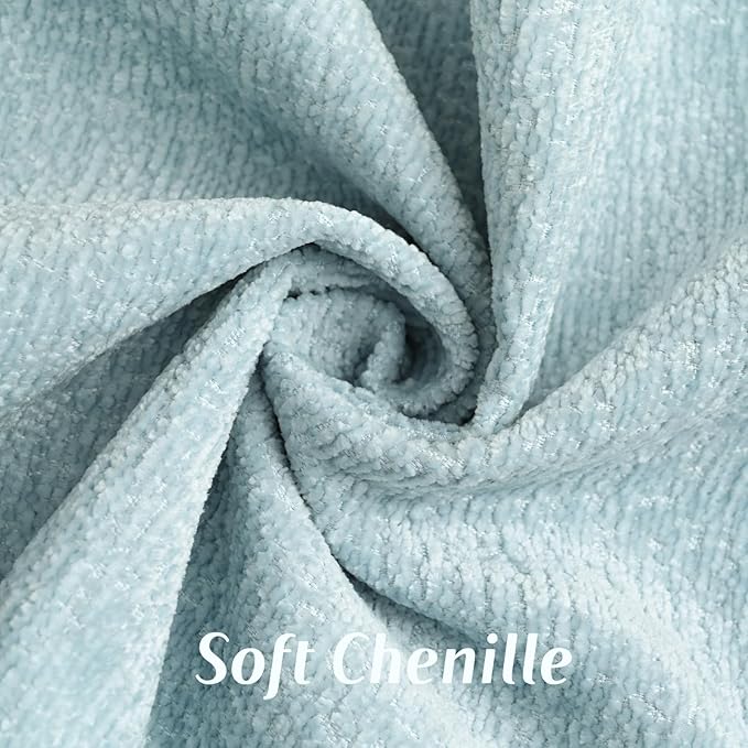 FUTEI Light Blue Chenille Throw Pillow Covers 20x20 Inch Set of 2,Soft Cozy Bound Edge Design Cushion Case,Home Decor for Couch Bed Living Room