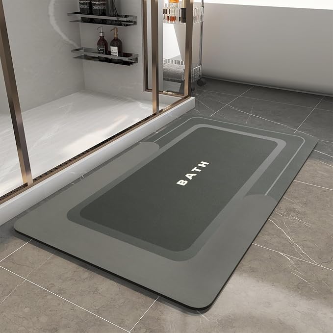 Bath Mat-Bathroom Mat Rug Non Slip Super Absorbent Stain Resistant Quick Dry Thin Bathroom Rug-Bath Mats for Bathroom Floor Bathtub Vanity-Bathmat Bath Rug Easy Care-24"x35",Darkgrey