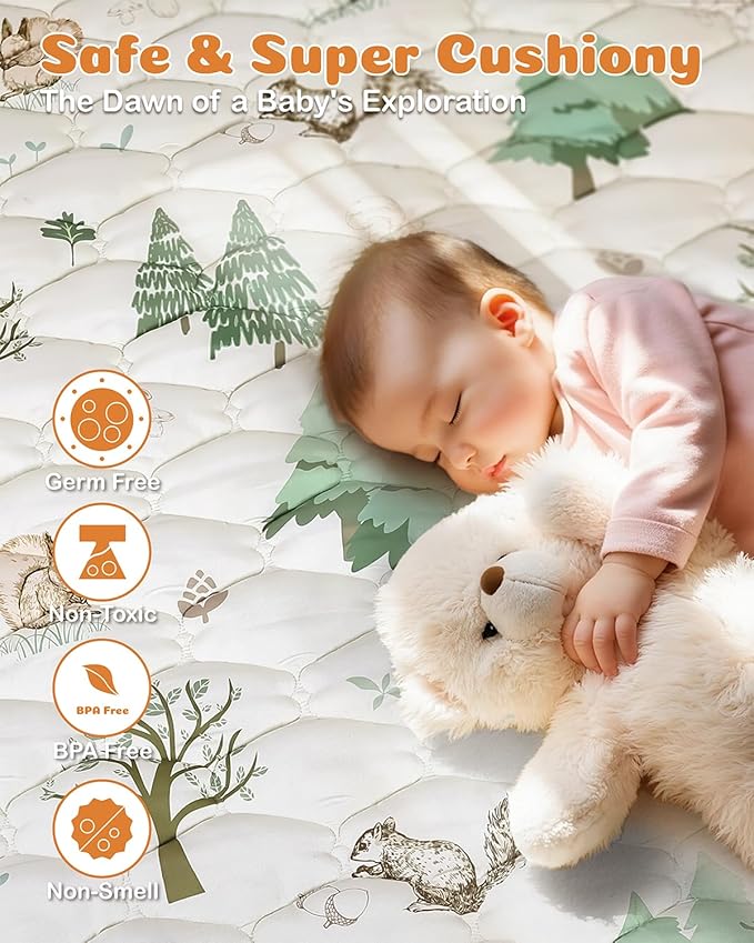 Baby Play Mats for Floor, 50x50 Playpen Mat, Premium Thicken Cushioning Foam Playmats for Babies, Toddlers and Infants, Non-Slip Foldable & Machine Washable