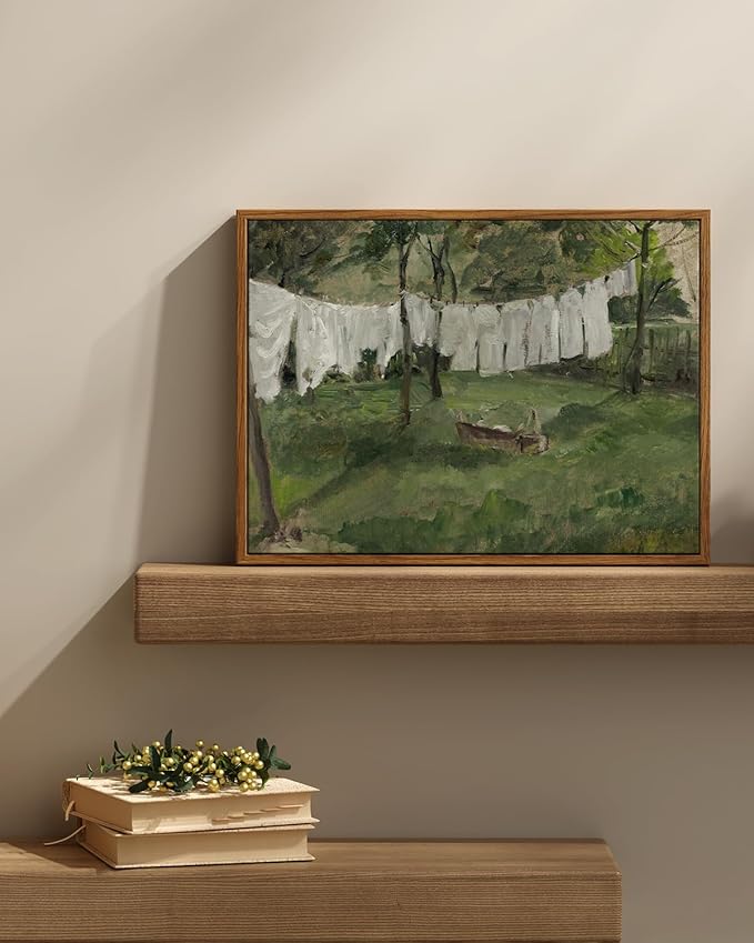 InSimSea Framed Wall Art for Living Room Vintage Laundry Room Art Print Antique Oil Painting Country Landscape Vintage Wall Art Canvas for Bathroom Bedroom OfficeGallery 12x16in