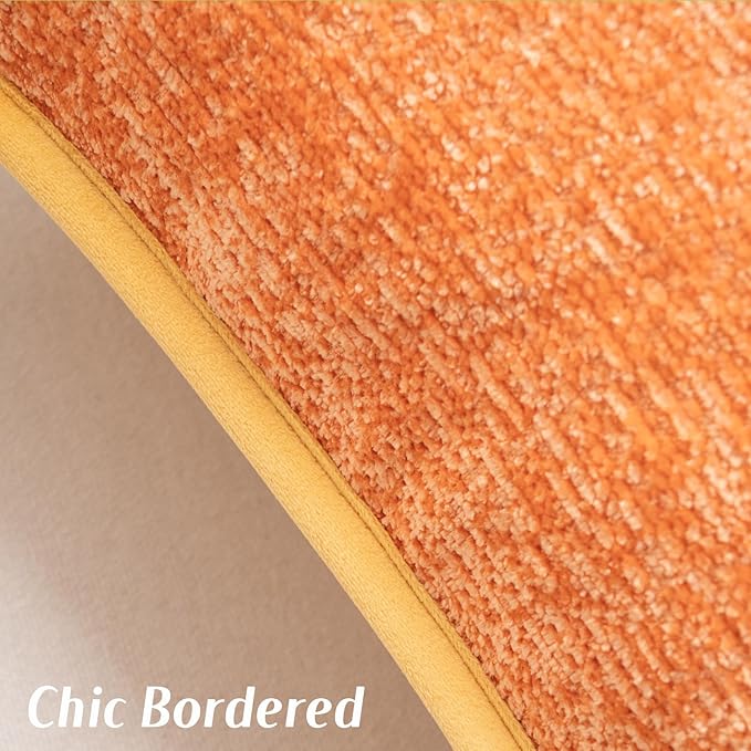 FUTEI Orange Chenille Throw Pillow Covers 26x26 Inch Set of 2,Soft Cozy Bound Edge Design Euro Pillow Sham,Home Decor for Couch Bed Living Room