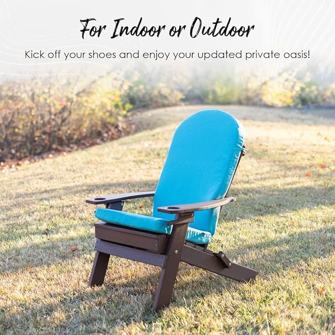 RSH DECOR: Tufted Adirondack Chair Cushion | 42.5” x 21” | All-Weather Spun Fabric | Water and Fade-Resistant | Outdoor Cushion for Patio Furniture | Hunter Green & White Stripe