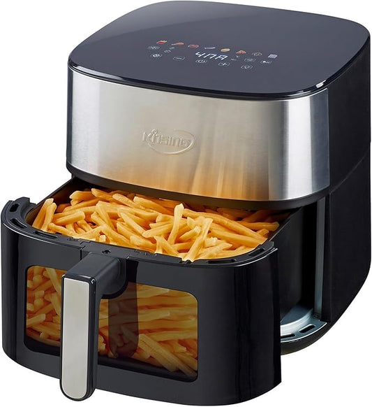Air Fryer 8 in 1, XL 8.5 QT Large Airfryer with View Windows,MAX 450℉ for Crispy, 85% Less Oil, Fast Roast, Preheat, Shake, Bake, Non-Stick Basket for Easy Clean, With Professional Recipes