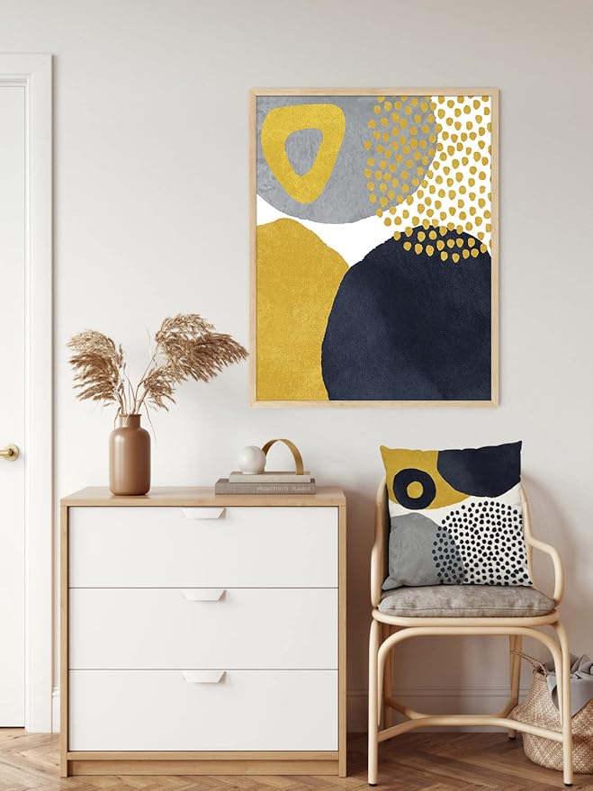 Jartinle Yellow Grey Abstract Throw Pillow Covers 20x20 Mid Century Modern Accent Geometric Pillow Covers Minimalist Set of 4 for Couch Home Décor