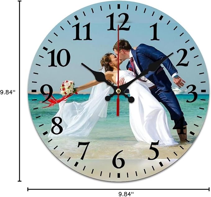 Custom Wall Clock, Personalized Wall Clock with Photo/Image Text Non-Ticking Clock Silent Customized Digital Wall Clocks Customized Gift for Living Room Kitchen Bathroom Home Decor 9.84''
