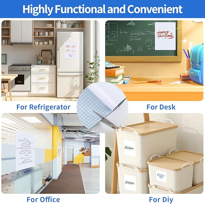 Magnetic Dry Erase Whiteboard 24"x16"- Self-Adhesive Flexible Wall Board Kit with 11 Markers, 6 Magnets, Magnetic Eraser & Holder - Ultra Smooth Writing,Effortless Clean for Office, Home, School
