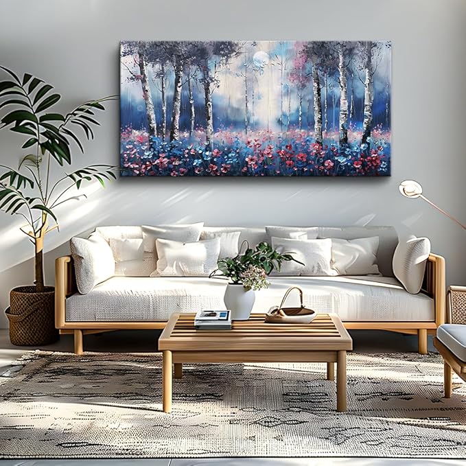 MHARTK66 Wall Art For Living Room Canvas Wall Decor For Bedroom Office Decorations Trees Forest Landscape Wall Paintings Stretched And Framed Pictures Modern Aesthetic Room Home Decor Mural Artwork