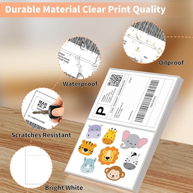300 Half Sheet Self Adhesive Shipping Labels, 8.5" x 5.5" Address Labels Laser/Ink Jet White Blank (150 sheets/300 Count)