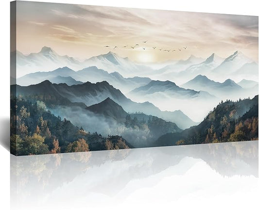 Lapremoly Large Wall Art For Living Room Canvas Wall Decor For Office Bedroom Wall Decoration Fog Forest Wall Painting Mountain Landscape Wall Prints Pictures Artwork Modern Home Decor 30 X 60 in