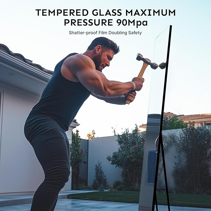 68x20 Full Length Mirror, Dimmable 3 Color LED Light w/Light Memory, Distortion Free Silver Coating Mirror, HD Reflection &Anti Desilvering,Tempered Glass &Shatter Proof Film Doubles Safety